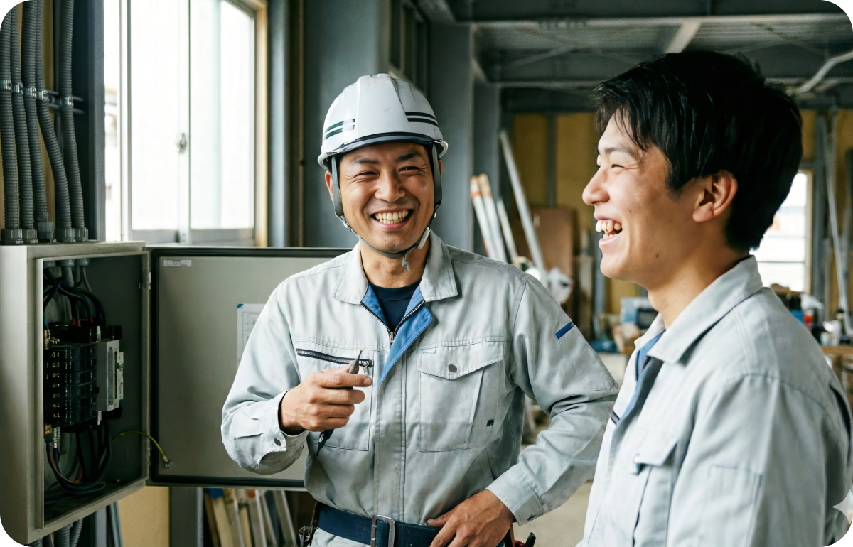 施工現場で打ち合わせをする技術者たち